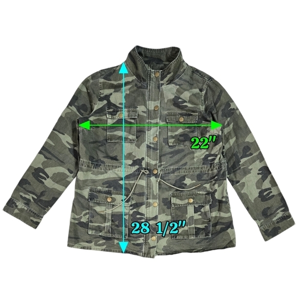 41 Hawthorn Brennan Army Green Camo Cargo 100% Cotton Utility Jacket Stitch Fix - Picture 3 of 9